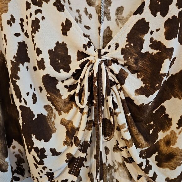 Western Brown and Cream color crop top sz S oversized S-L - Picture 5 of 8